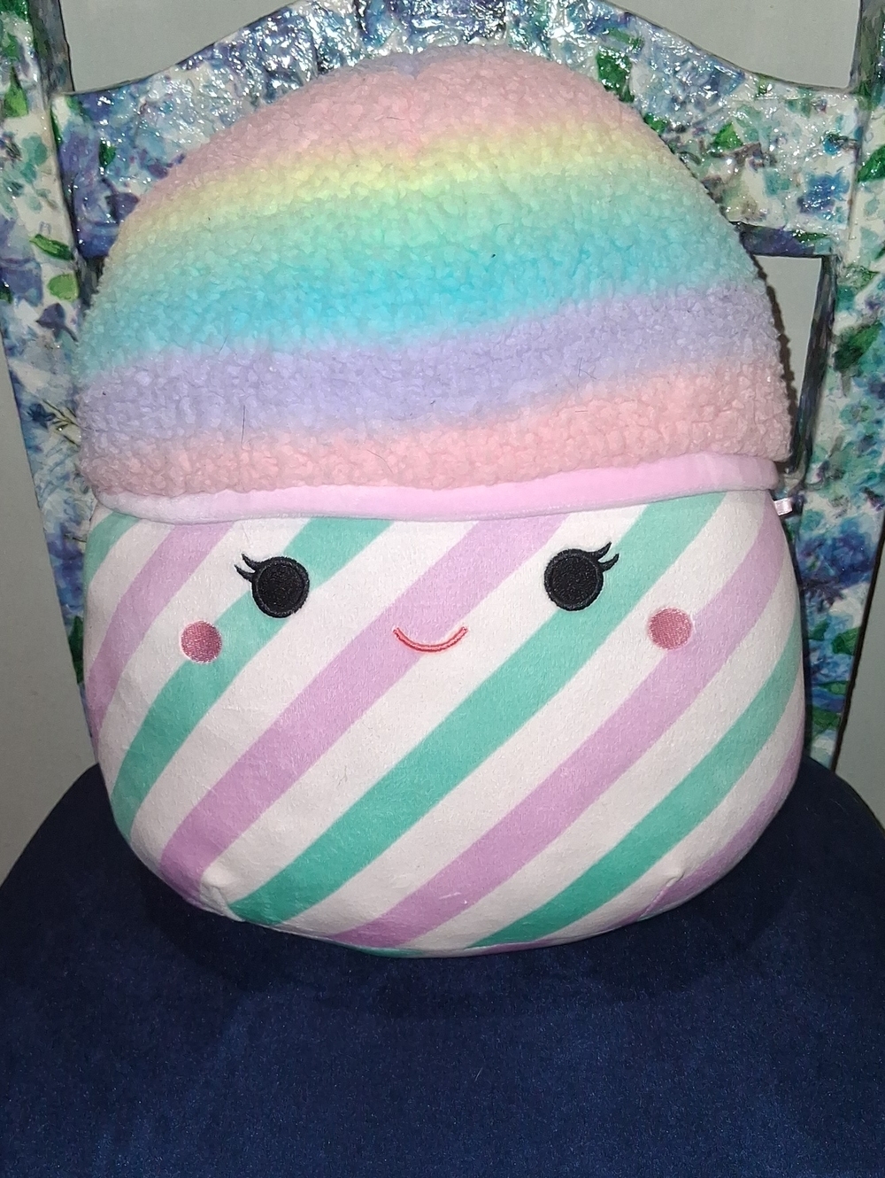 Squishmallows Plush Rainbow Hat Kids Pillow - Pastel Stripes